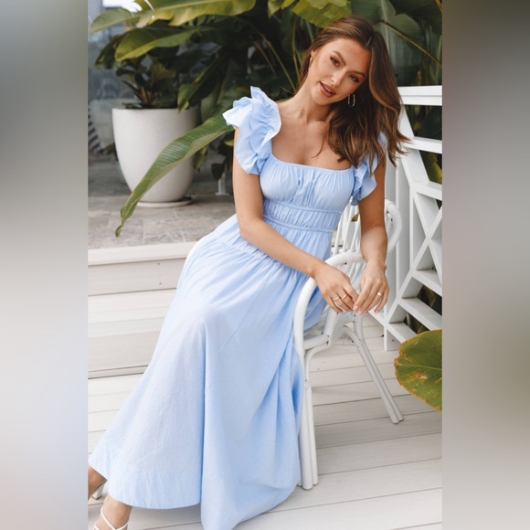 Petal & Pup Dresses & Skirts - Petal & Pup Linda Midi Dress in Blue Stripe - Medium